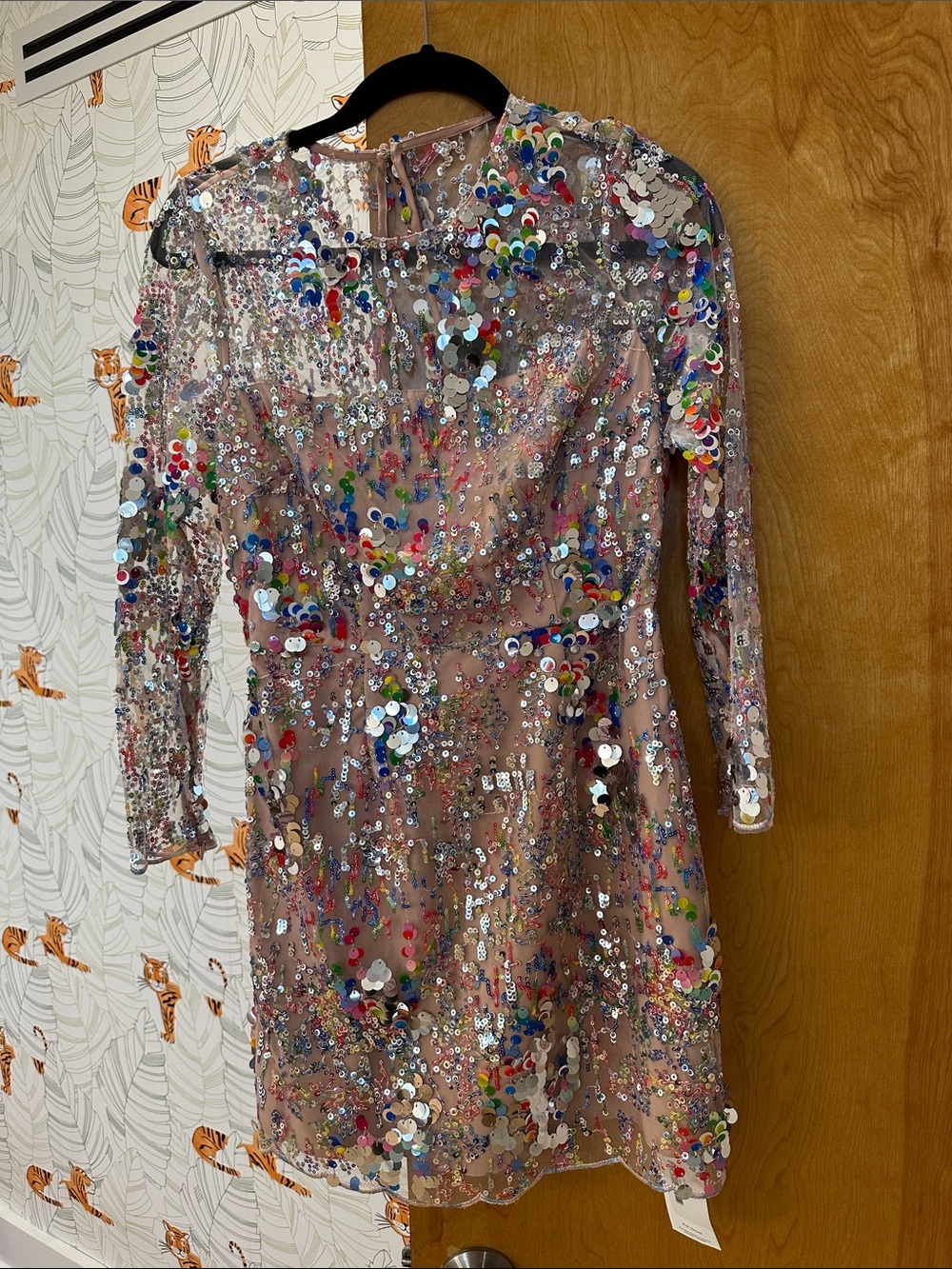 Milly Sequined Mesh Party Dress in Multicolor